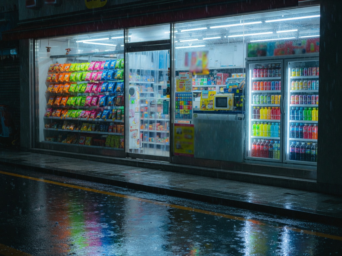 夜间仍亮着的便利店