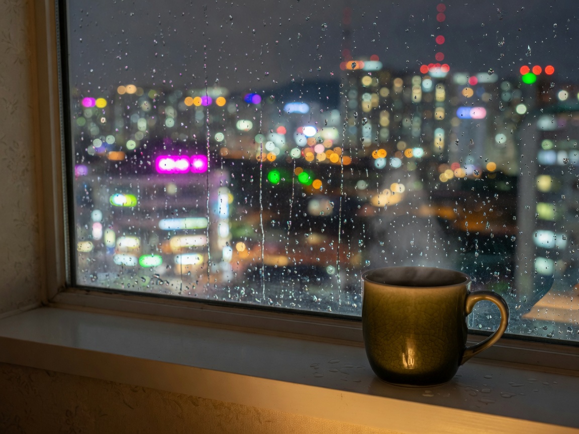 雨夜窗边